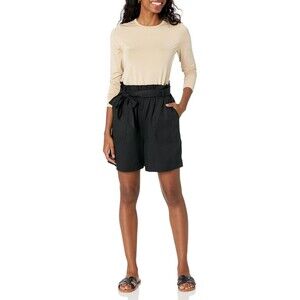 The Drop Women's Bailey Utility Belted Short, Black, S, NEW